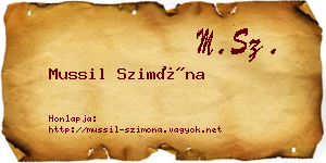 Mussil Szimóna névjegykártya